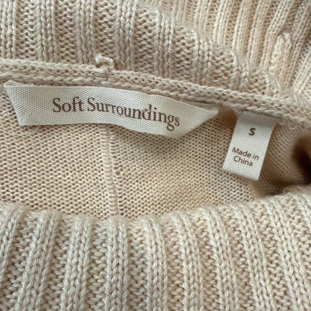Soft Surroundings Cowl Neck Tunic Sweater Beige Oatmeal Cashmere Wool Blend S - Picture 5 of 7